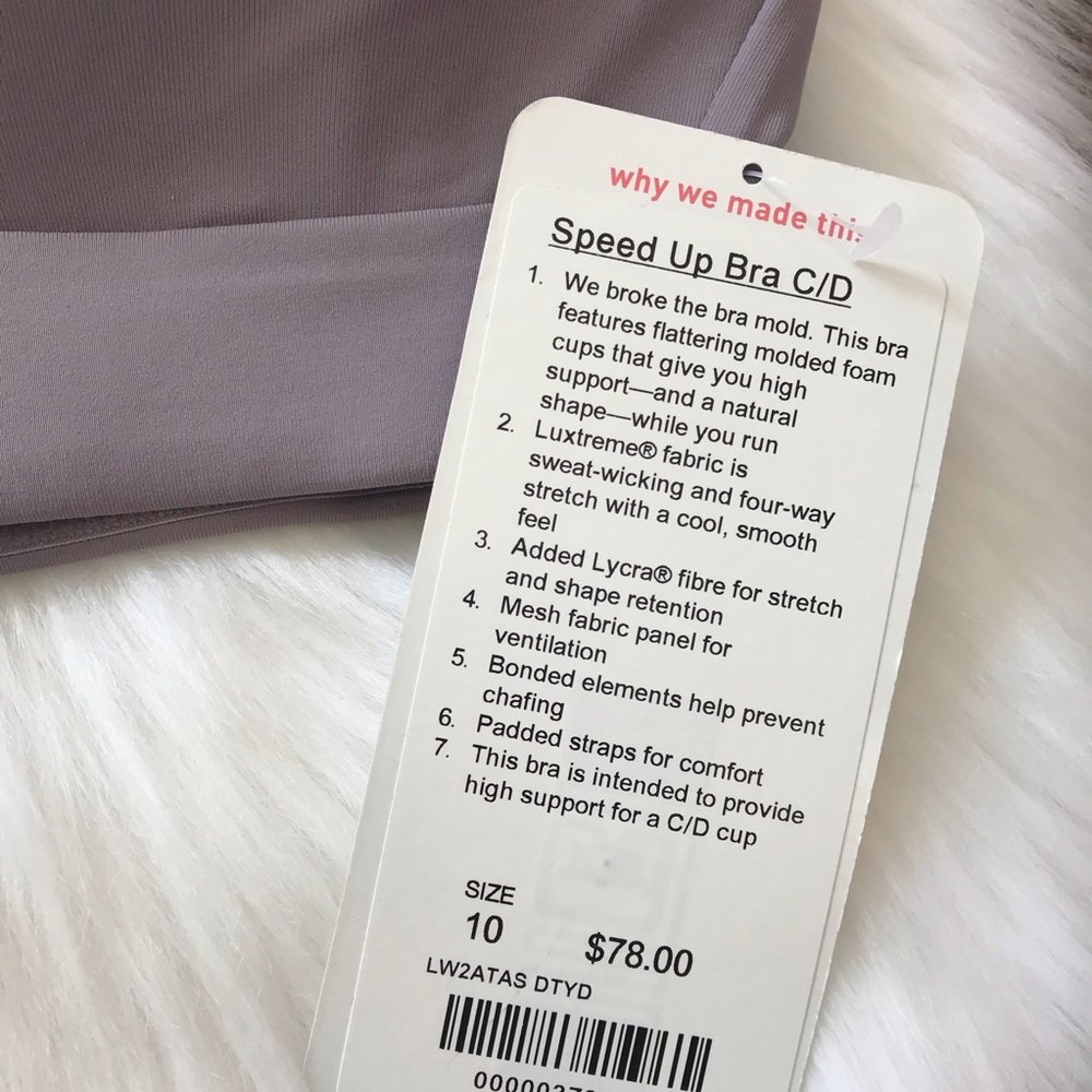 NWT lululemon speed up bra dusty dawn new - Picture 3 of 5